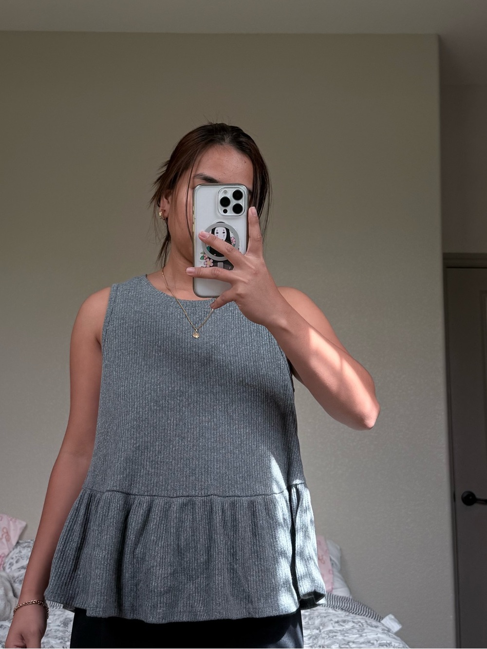 torrid Gray Sleeveless Peplum Tank